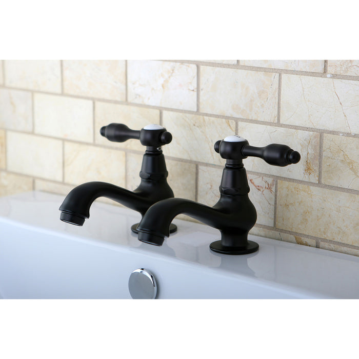 Kingston Heirloom KS1105TAL - Tudor Two-Handle Deck Mount Basin Tap Faucet, Oil Rubbed Bronze