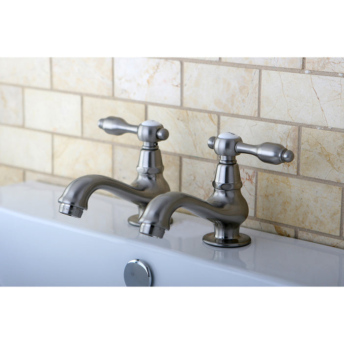 Kingston Heirloom KS1108TAL - Tudor Two-Handle Deck Mount Basin Tap Faucet, Brushed Nickel
