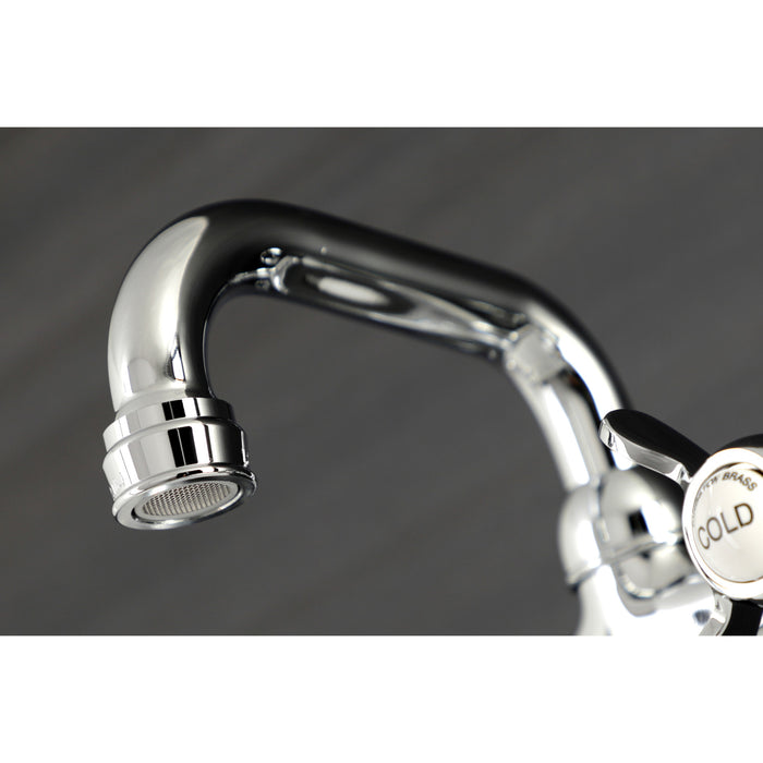 Kingston Heirloom KS112C - Kingston Two-Handle 2-Hole Wall Mount Bar Faucet, Polished Chrome