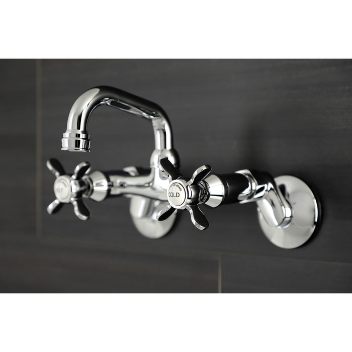 Kingston Heirloom KS112C - Kingston Two-Handle 2-Hole Wall Mount Bar Faucet, Polished Chrome