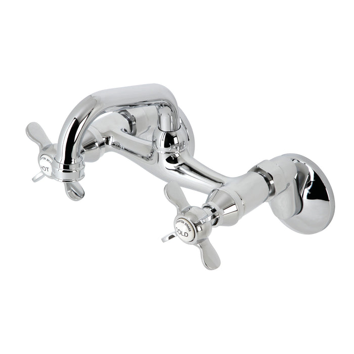 Kingston Heirloom KS112C - Kingston Two-Handle 2-Hole Wall Mount Bar Faucet, Polished Chrome