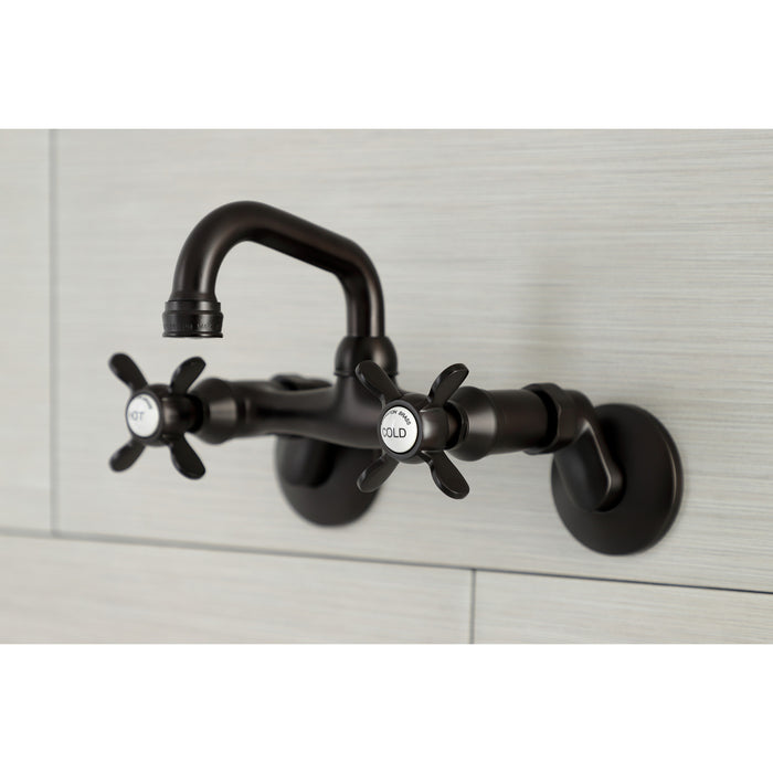 Kingston Heirloom KS112ORB - Kingston Two-Handle 2-Hole Wall Mount Bar Faucet, Oil Rubbed Bronze