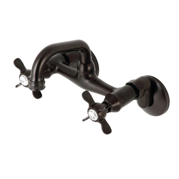 Kingston Heirloom KS112ORB - Kingston Two-Handle 2-Hole Wall Mount Bar Faucet, Oil Rubbed Bronze