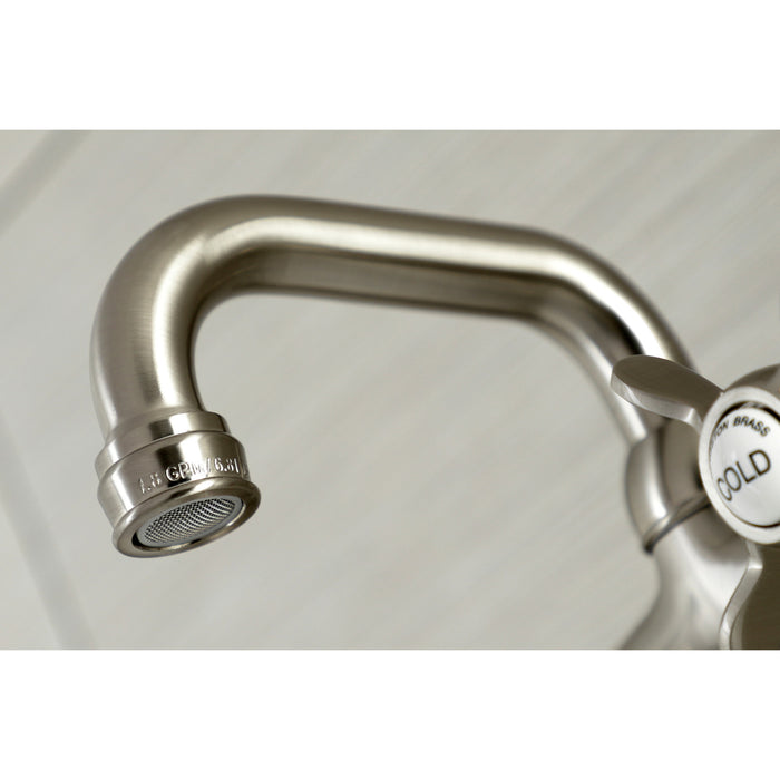 Kingston Heirloom KS112SN - Kingston Two-Handle 2-Hole Wall Mount Bar Faucet, Brushed Nickel
