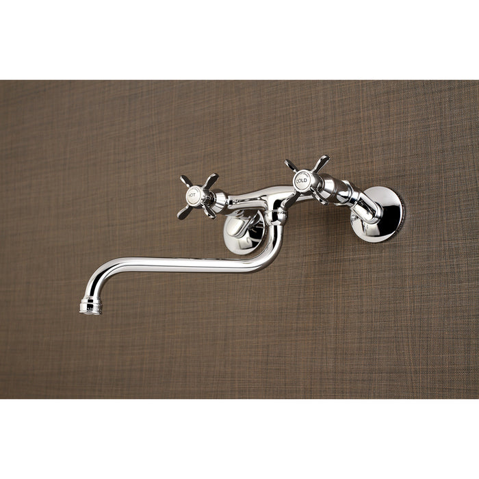 Kingston Heirloom KS115C - Essex Double-Handle 2-Hole Wall Mount Bathroom Faucet, Polished Chrome