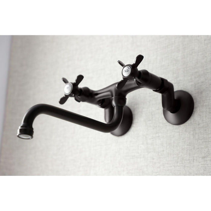 Kingston Heirloom KS115ORB - Essex Double-Handle 2-Hole Wall Mount Bathroom Faucet, Oil Rubbed Bronze