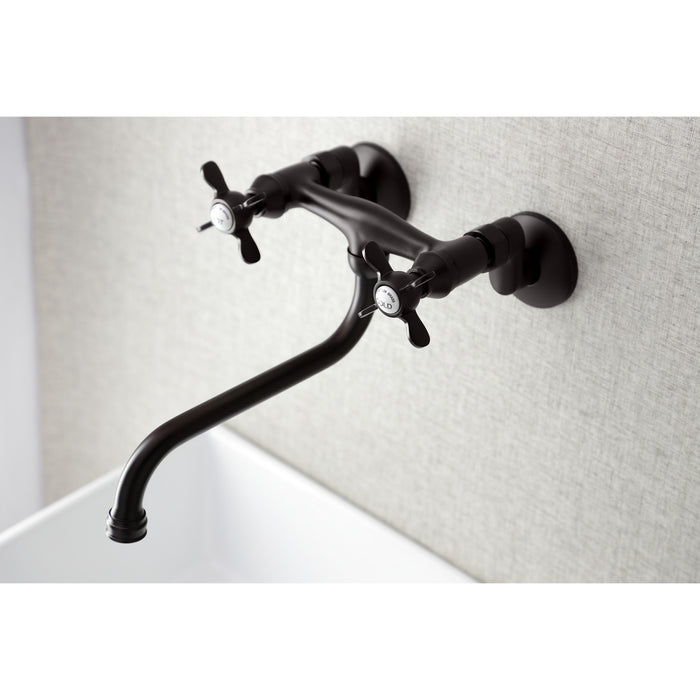 Kingston Heirloom KS115ORB - Essex Double-Handle 2-Hole Wall Mount Bathroom Faucet, Oil Rubbed Bronze