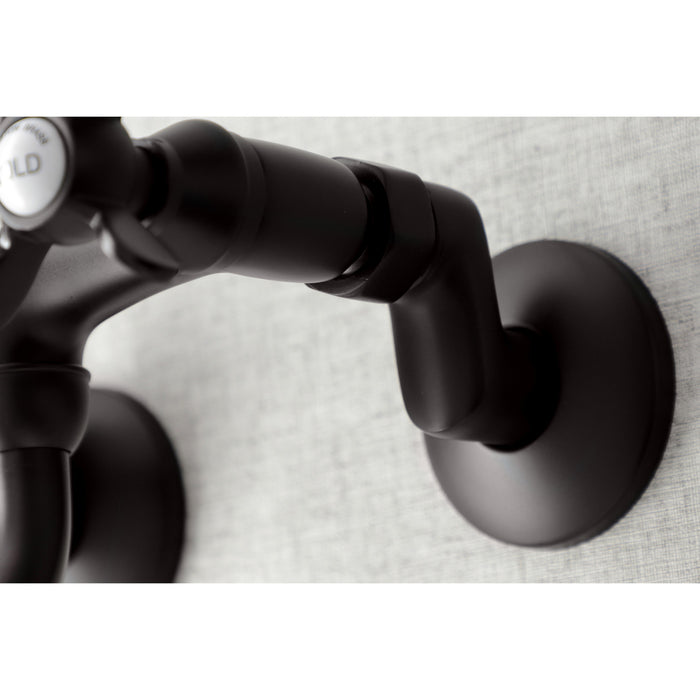 Kingston Heirloom KS115ORB - Essex Double-Handle 2-Hole Wall Mount Bathroom Faucet, Oil Rubbed Bronze
