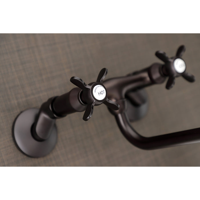 Kingston Heirloom KS115ORB - Essex Double-Handle 2-Hole Wall Mount Bathroom Faucet, Oil Rubbed Bronze