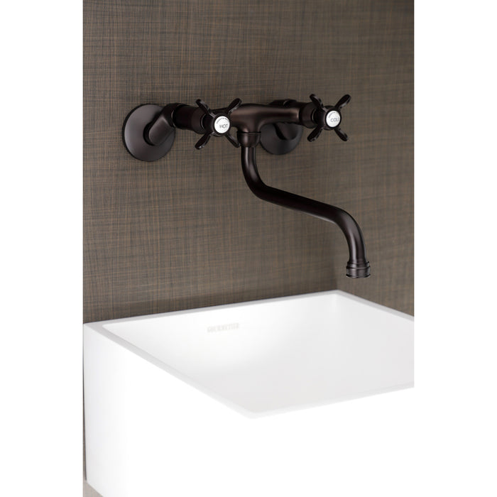Kingston Heirloom KS115ORB - Essex Double-Handle 2-Hole Wall Mount Bathroom Faucet, Oil Rubbed Bronze