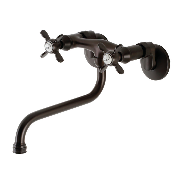 Kingston Heirloom KS115ORB - Essex Double-Handle 2-Hole Wall Mount Bathroom Faucet, Oil Rubbed Bronze