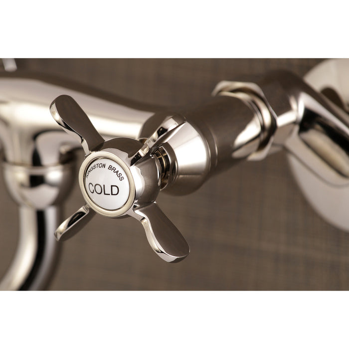 Kingston Heirloom KS115PN - Essex Double-Handle 2-Hole Wall Mount Bathroom Faucet, Polished Nickel