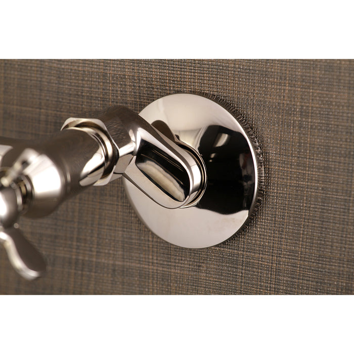 Kingston Heirloom KS115PN - Essex Double-Handle 2-Hole Wall Mount Bathroom Faucet, Polished Nickel