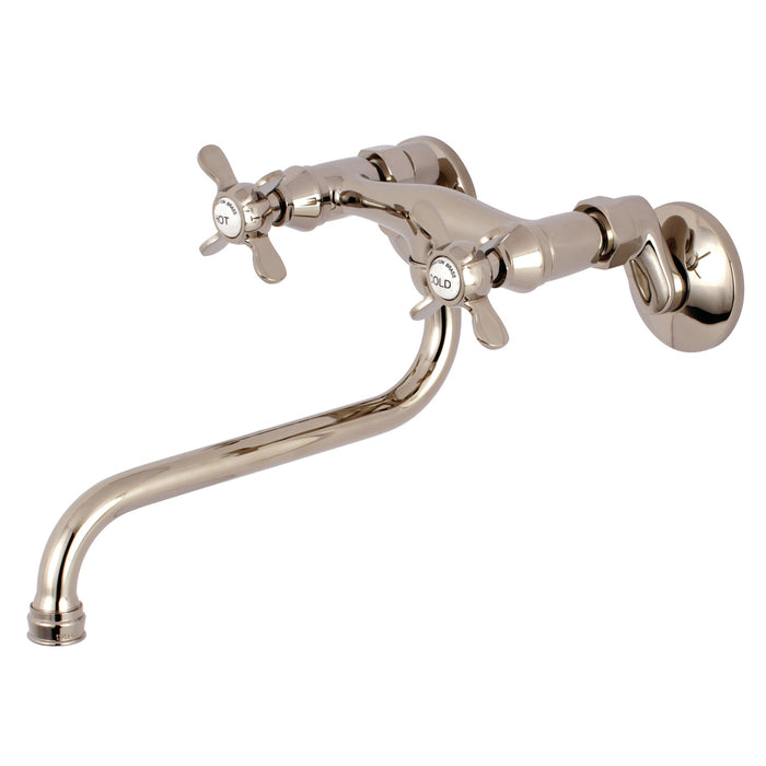 Kingston Heirloom KS115PN - Essex Double-Handle 2-Hole Wall Mount Bathroom Faucet, Polished Nickel