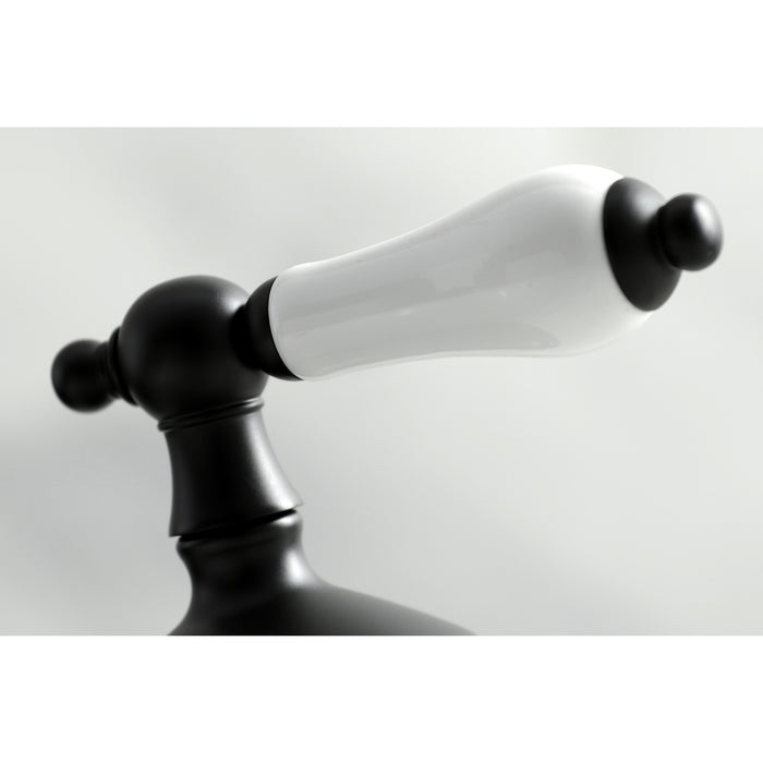 Kingston Heirloom KS1160PL - Heritage Two-Handle 3-Hole Deck Mount Widespread Bathroom Faucet with Brass Pop-Up, Matte Black
