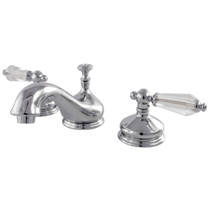 Kingston Heirloom KS1161WLL - Wilshire Two-Handle 3-Hole Deck Mount Widespread Bathroom Faucet with Brass Pop-Up, Polished Chrome
