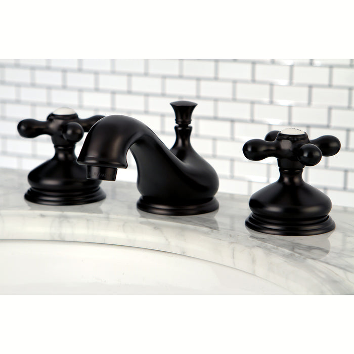 Kingston Heirloom KS1165AX - Heritage Two-Handle 3-Hole Deck Mount Widespread Bathroom Faucet with Brass Pop-Up, Oil Rubbed Bronze