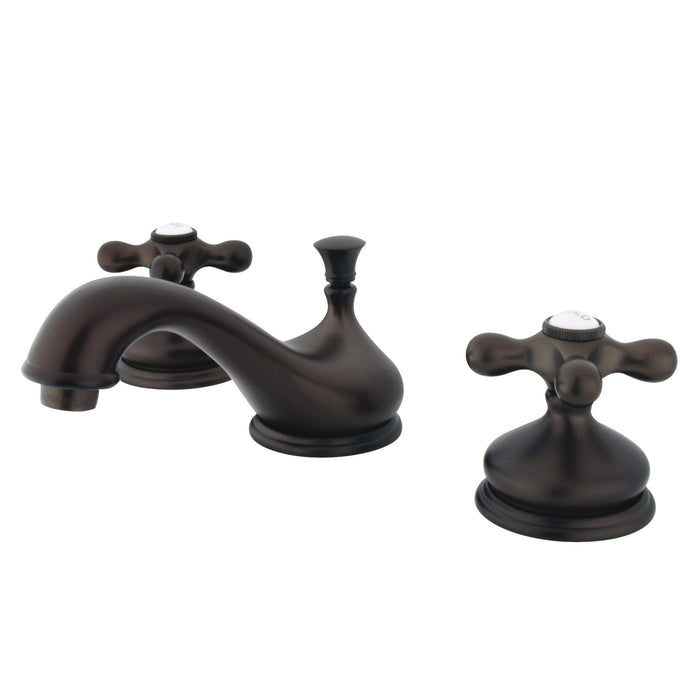 Kingston Heirloom KS1165AX - Heritage Two-Handle 3-Hole Deck Mount Widespread Bathroom Faucet with Brass Pop-Up, Oil Rubbed Bronze