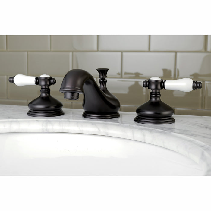 Kingston Heirloom KS1165BPL - Bel-Air Two-Handle 3-Hole Deck Mount Widespread Bathroom Faucet with Brass Pop-Up, Oil Rubbed Bronze