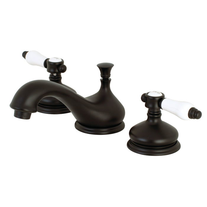 Kingston Heirloom KS1165BPL - Bel-Air Two-Handle 3-Hole Deck Mount Widespread Bathroom Faucet with Brass Pop-Up, Oil Rubbed Bronze