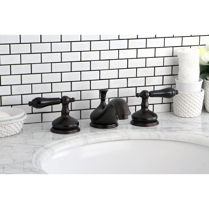 Kingston Heirloom KS1165PKL - Duchess Two-Handle 3-Hole Deck Mount Widespread Bathroom Faucet with Brass Pop-Up, Oil Rubbed Bronze