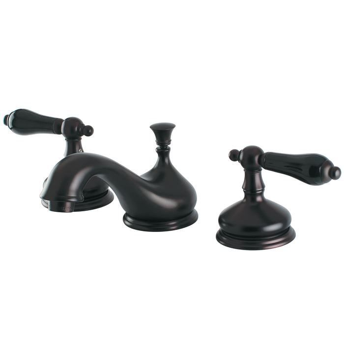 Kingston Heirloom KS1165PKL - Duchess Two-Handle 3-Hole Deck Mount Widespread Bathroom Faucet with Brass Pop-Up, Oil Rubbed Bronze