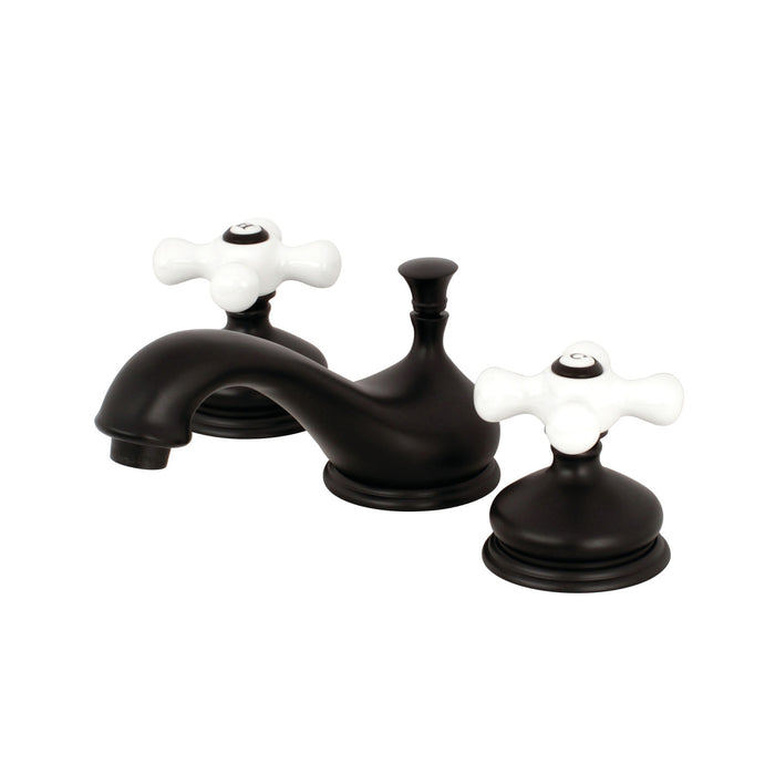 Kingston Heirloom KS1165PX - Heritage Two-Handle 3-Hole Deck Mount Widespread Bathroom Faucet with Brass Pop-Up, Oil Rubbed Bronze