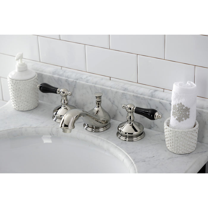 Kingston Heirloom KS1166PKL - Duchess Two-Handle 3-Hole Deck Mount Widespread Bathroom Faucet with Brass Pop-Up, Polished Nickel