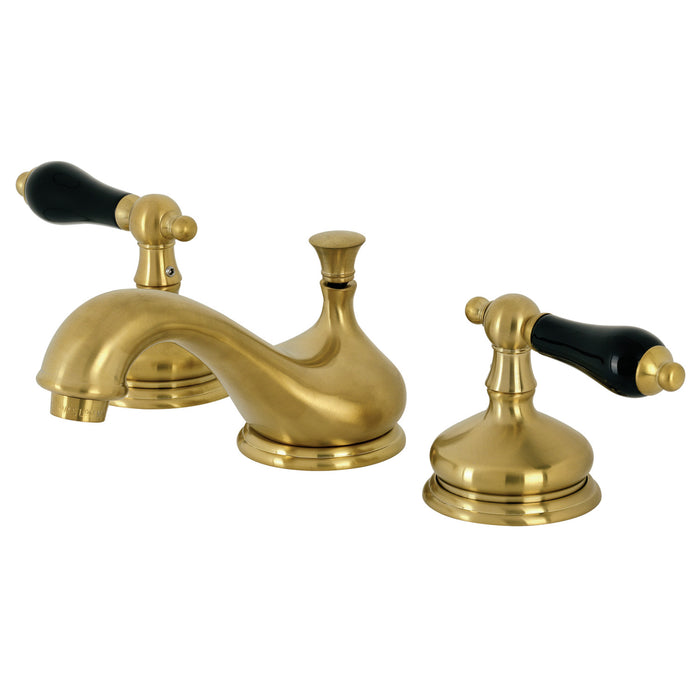 Kingston Heirloom KS1167PKL - Duchess Two-Handle 3-Hole Deck Mount Widespread Bathroom Faucet with Brass Pop-Up, Brushed Brass
