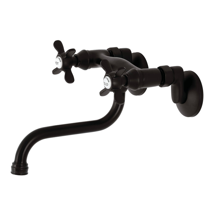 Kingston Heirloom KS116ORB - Essex Double-Handle 2-Hole Wall Mount Bathroom Faucet, Oil Rubbed Bronze