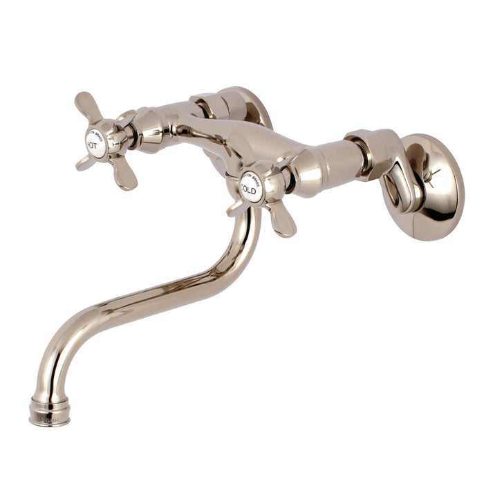 Kingston Heirloom KS116PN - Essex Double-Handle 2-Hole Wall Mount Bathroom Faucet, Polished Nickel