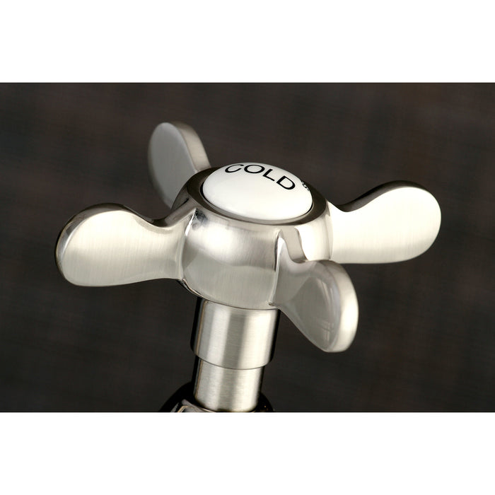 Kingston Heirloom KS1178BEX - Essex Two-Handle 2-Hole Deck Mount Bridge Kitchen Faucet, Brushed Nickel