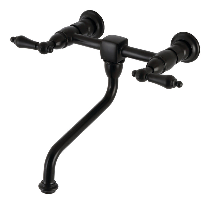 Kingston Heirloom KS1210AL - Heritage Double-Handle 2-Hole Wall Mount Bathroom Faucet, Matte Black