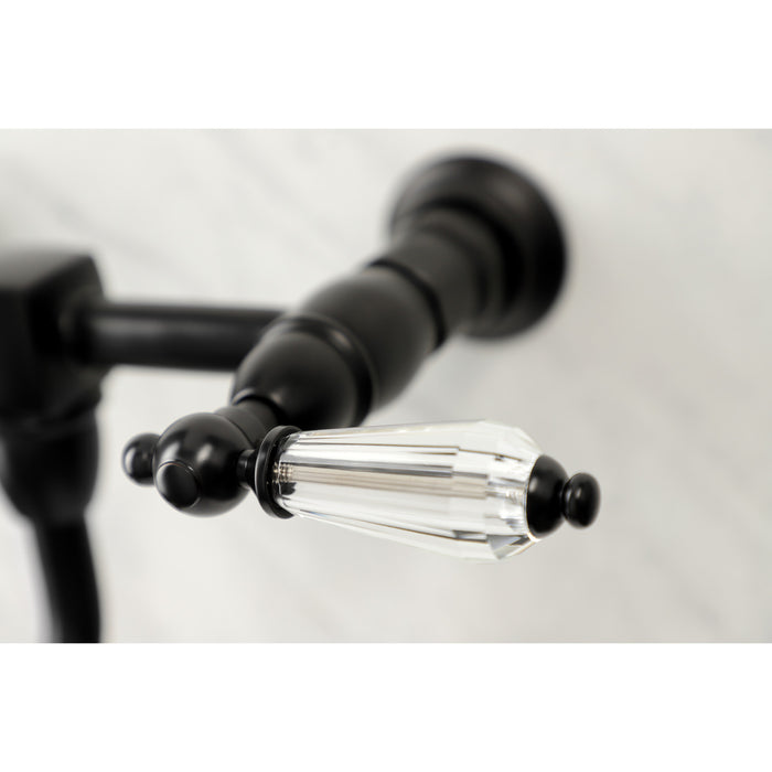 Kingston Heirloom KS1210WLL - Wilshire Double-Handle 2-Hole Wall Mount Bathroom Faucet, Matte Black