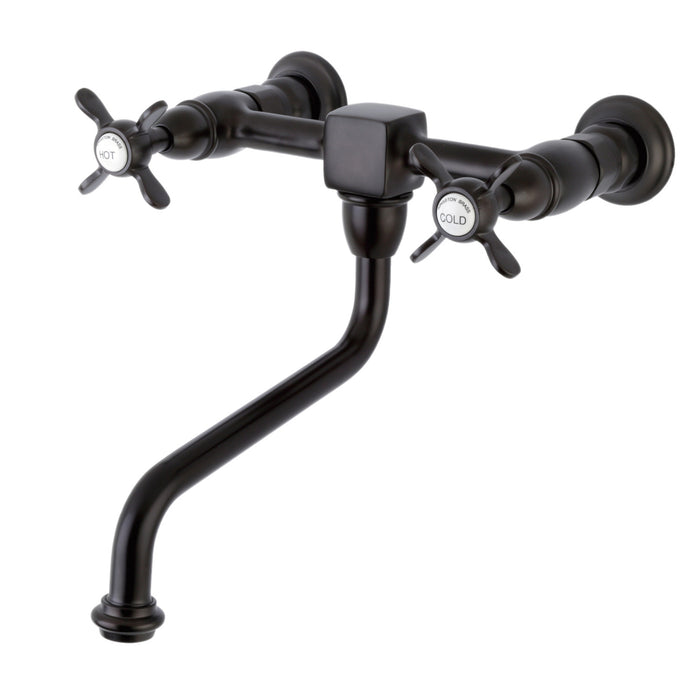 Kingston Heirloom KS1215BEX - Essex Double-Handle 2-Hole Wall Mount Bathroom Faucet, Oil Rubbed Bronze