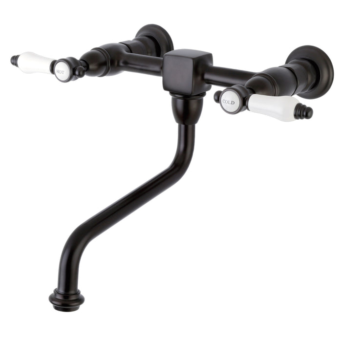 Kingston Heirloom KS1215BPL - Bel-Air Double-Handle 2-Hole Wall Mount Bathroom Faucet, Oil Rubbed Bronze