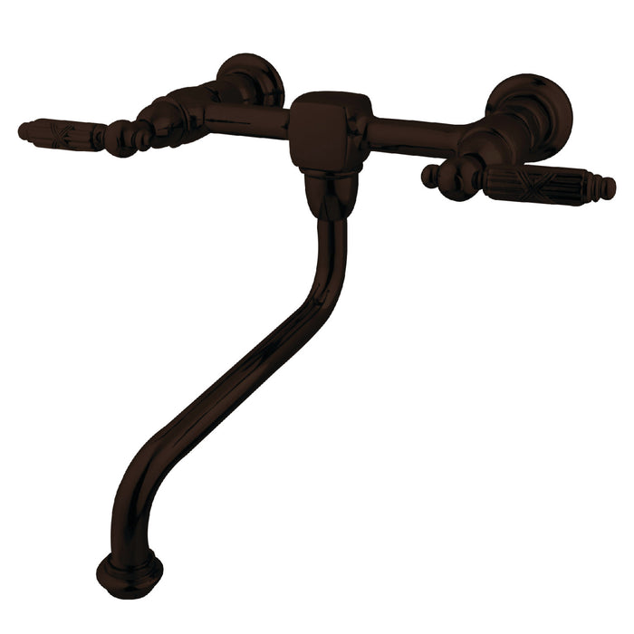 Kingston Heirloom KS1215GL - Heritage Double-Handle 2-Hole Wall Mount Bathroom Faucet, Oil Rubbed Bronze
