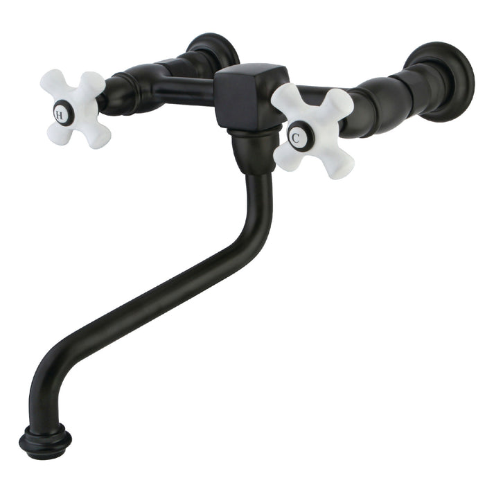 Kingston Heirloom KS1215PX - Heritage Double-Handle 2-Hole Wall Mount Bathroom Faucet, Oil Rubbed Bronze