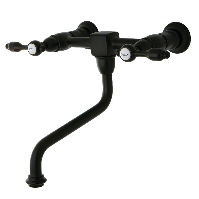 Kingston Heirloom KS1215TAL - Tudor Double-Handle 2-Hole Wall Mount Bathroom Faucet, Oil Rubbed Bronze
