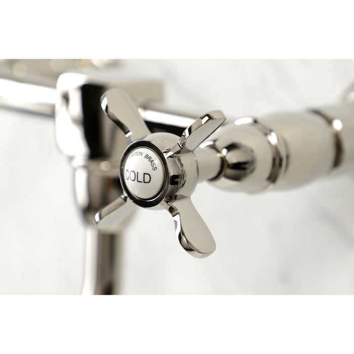 Kingston Heirloom KS1216BEX - Essex Double-Handle 2-Hole Wall Mount Bathroom Faucet, Polished Nickel