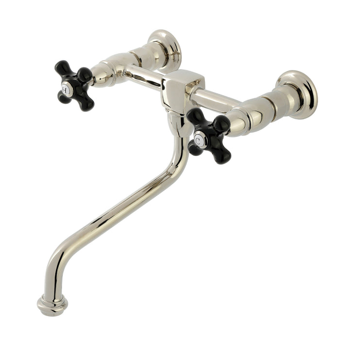 Kingston Heirloom KS1216PKX - Duchess Double-Handle 2-Hole Wall Mount Bathroom Faucet, Polished Nickel