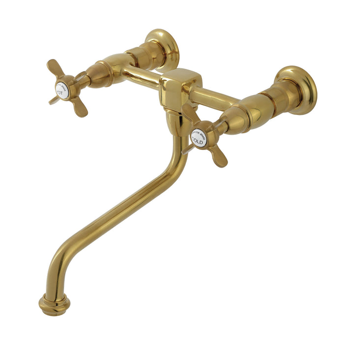 Essex KS1217BEX Two-Handle 2-Hole Wall Mount Bathroom Faucet, Brushed Brass