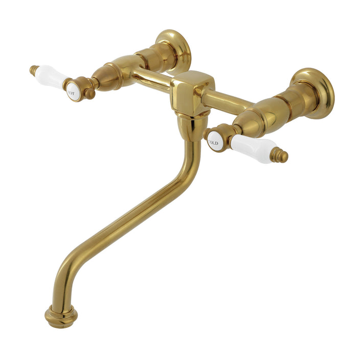 Bel-Air KS1217BPL Two-Handle 2-Hole Wall Mount Bathroom Faucet, Brushed Brass