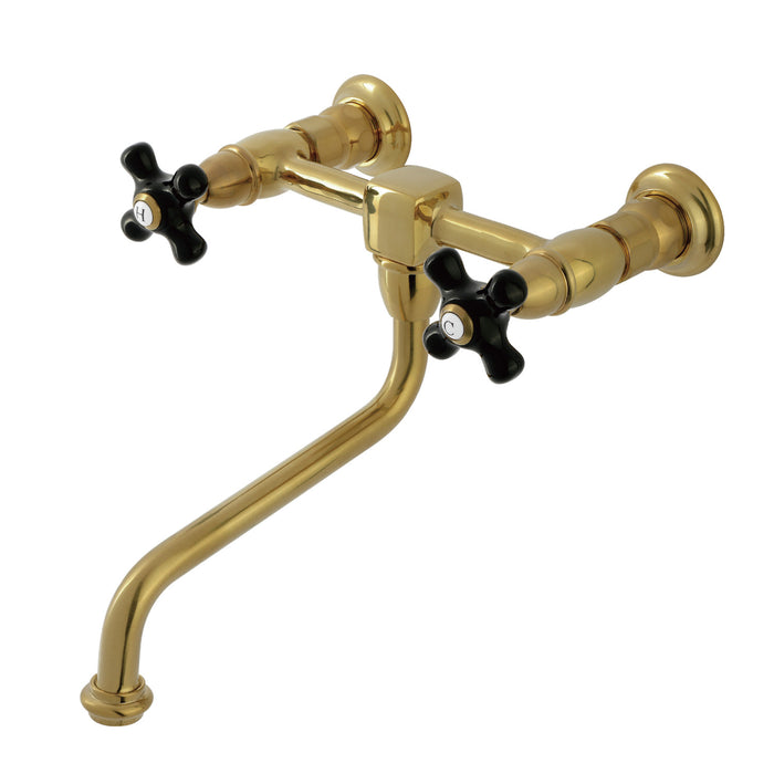Duchess KS1217PKX Two-Handle 2-Hole Wall Mount Bathroom Faucet, Brushed Brass