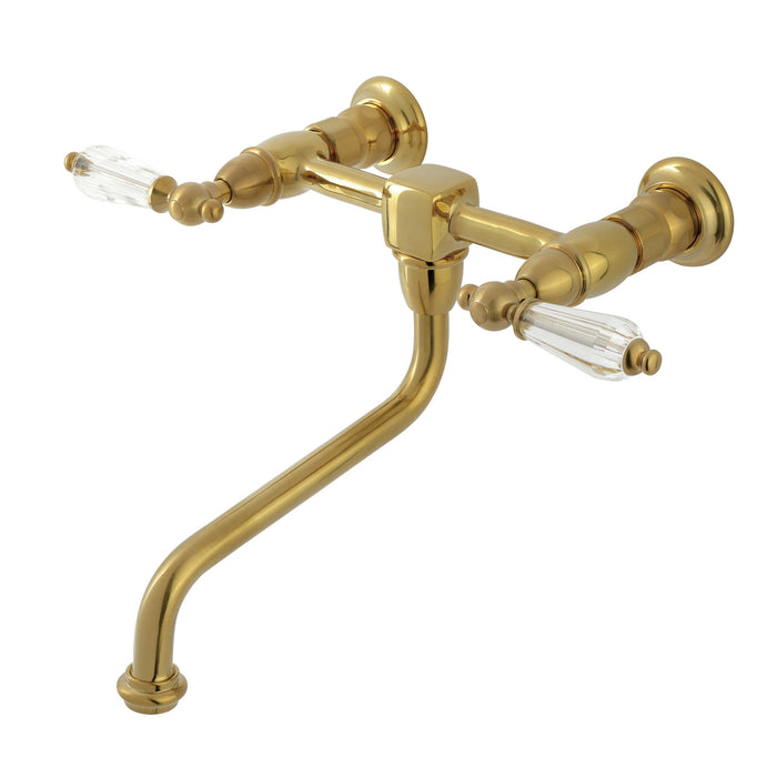 Wilshire KS1217WLL Two-Handle 2-Hole Wall Mount Bathroom Faucet, Brushed Brass