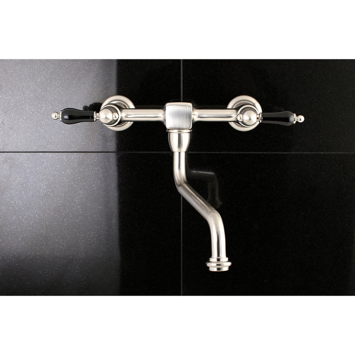 Kingston Heirloom KS1218PKL - Duchess Double-Handle 2-Hole Wall Mount Bathroom Faucet, Brushed Nickel