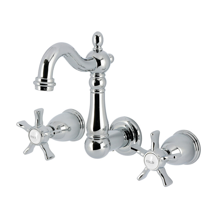Kingston Heirloom KS1221NX - Hamilton Double-Handle 3-Hole Wall Mount Bathroom Faucet, Polished Chrome