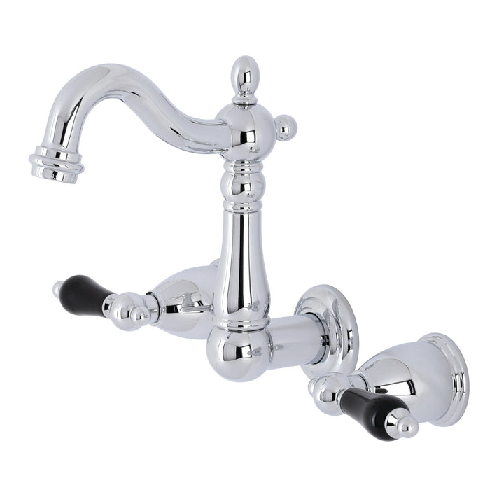 Kingston Heirloom KS1221PKL - Duchess Double-Handle 3-Hole Wall Mount Bathroom Faucet, Polished Chrome