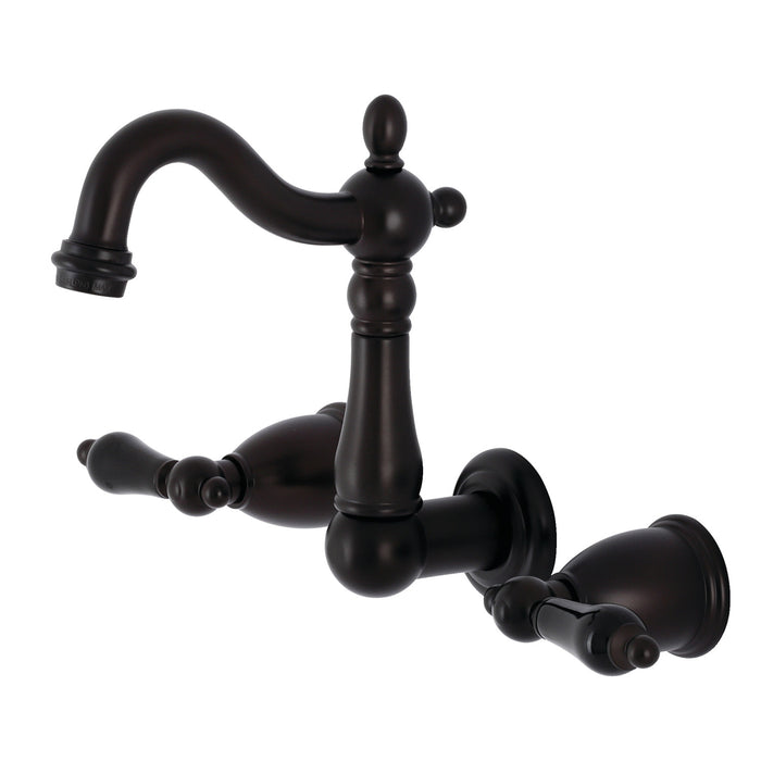 Kingston Heirloom KS1225PKL - Duchess Double-Handle 3-Hole Wall Mount Bathroom Faucet, Oil Rubbed Bronze