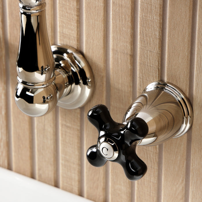 Kingston Heirloom KS1226PKX - Duchess Double-Handle 3-Hole Wall Mount Bathroom Faucet, Polished Nickel